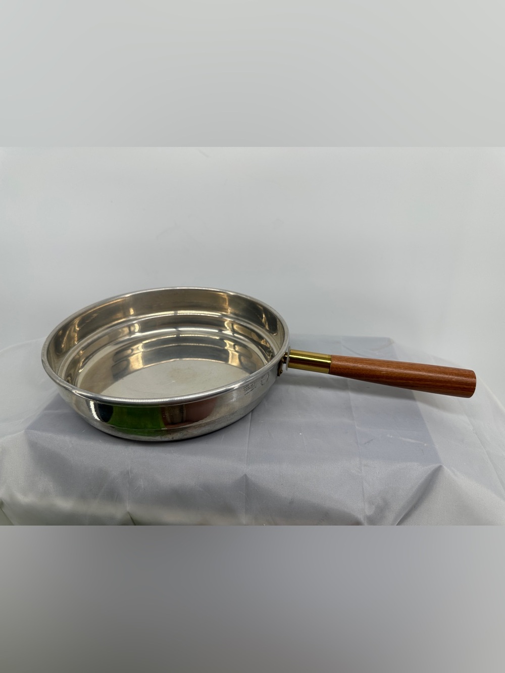 Taurus Portugal Copper Pan Fondue Chaffing Frying Vintage Wood Handle